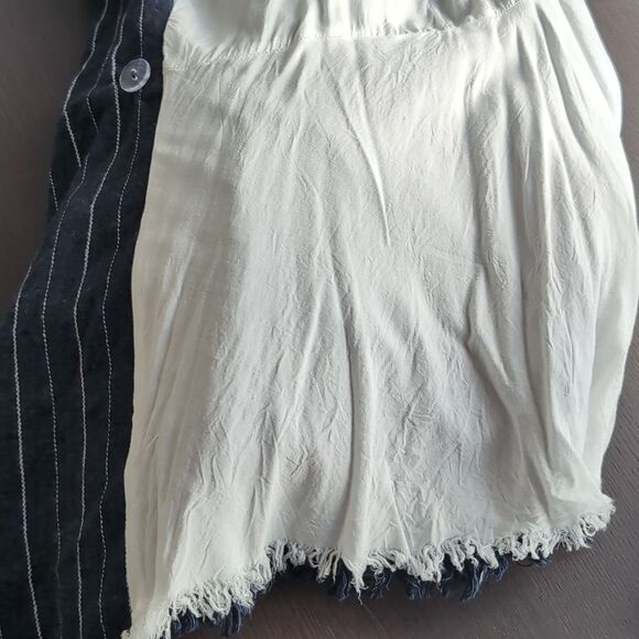 Free people Indigo navy Stella longline striped  double breasted  blazer SMALL - Picture 10 of 12